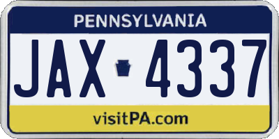 PA license plate JAX4337
