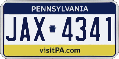 PA license plate JAX4341