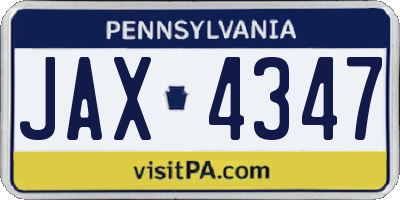 PA license plate JAX4347