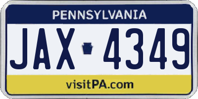 PA license plate JAX4349