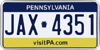PA license plate JAX4351