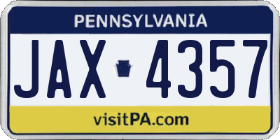 PA license plate JAX4357
