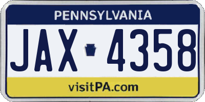 PA license plate JAX4358