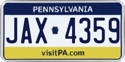 PA license plate JAX4359