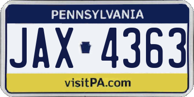 PA license plate JAX4363