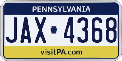 PA license plate JAX4368