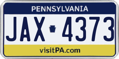 PA license plate JAX4373