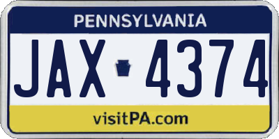 PA license plate JAX4374