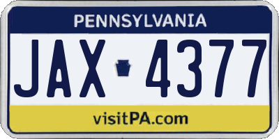 PA license plate JAX4377