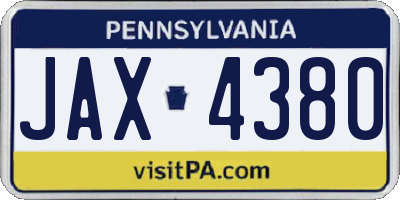 PA license plate JAX4380