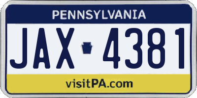 PA license plate JAX4381