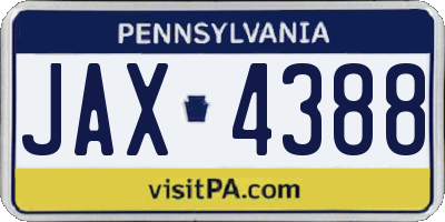PA license plate JAX4388