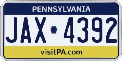 PA license plate JAX4392