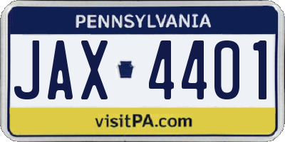 PA license plate JAX4401