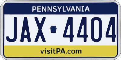 PA license plate JAX4404