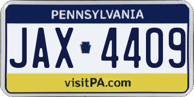 PA license plate JAX4409