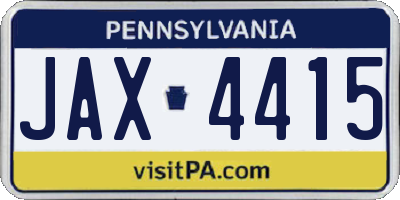 PA license plate JAX4415