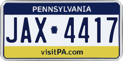 PA license plate JAX4417