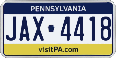 PA license plate JAX4418
