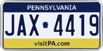 PA license plate JAX4419