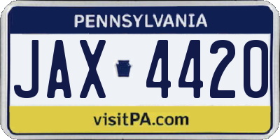 PA license plate JAX4420