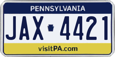 PA license plate JAX4421