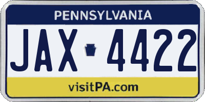 PA license plate JAX4422