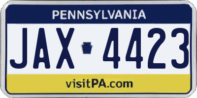 PA license plate JAX4423