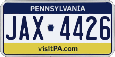 PA license plate JAX4426
