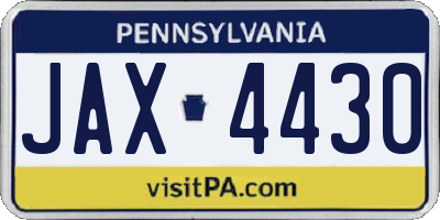PA license plate JAX4430
