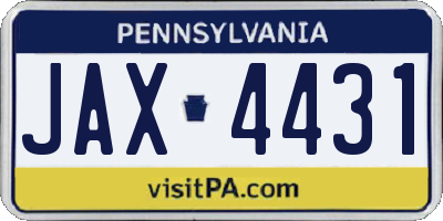 PA license plate JAX4431