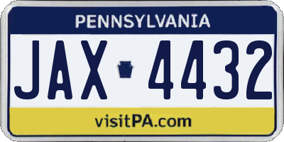 PA license plate JAX4432