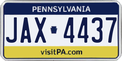 PA license plate JAX4437