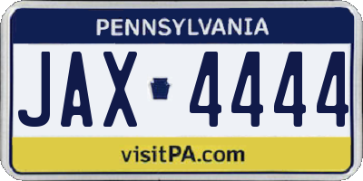 PA license plate JAX4444