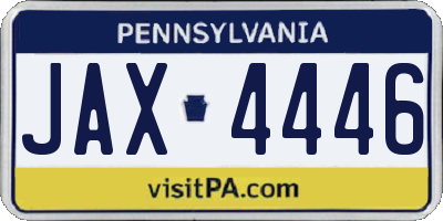 PA license plate JAX4446