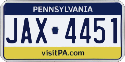 PA license plate JAX4451