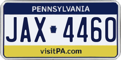 PA license plate JAX4460