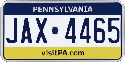 PA license plate JAX4465