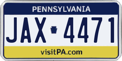 PA license plate JAX4471