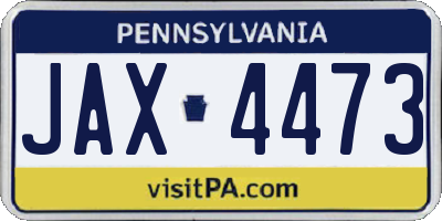 PA license plate JAX4473