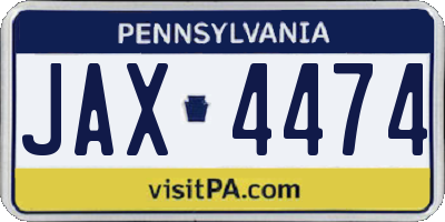 PA license plate JAX4474