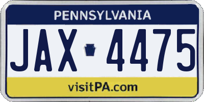 PA license plate JAX4475