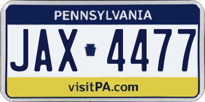 PA license plate JAX4477