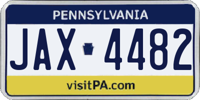 PA license plate JAX4482