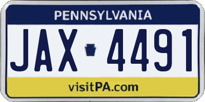 PA license plate JAX4491