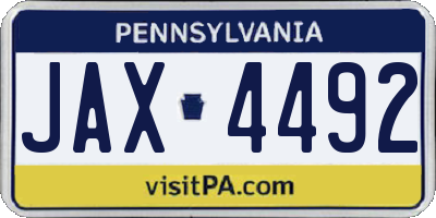 PA license plate JAX4492