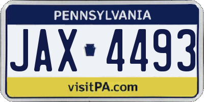 PA license plate JAX4493