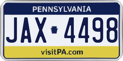 PA license plate JAX4498