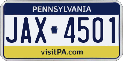 PA license plate JAX4501