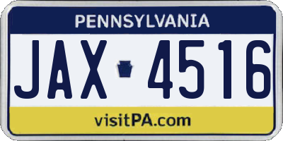 PA license plate JAX4516